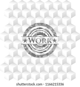 Work grey emblem with cube white background