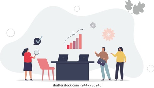 Work group as effective approach for business project.flat vector illustration.