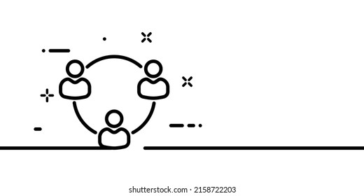 Work In Group Line Icon. People, Team, Company, Relationship, Employee, Mutual Aid, Profession, Office. Business Concept. One Line Style. Vector Line Icon For Business And Advertising.