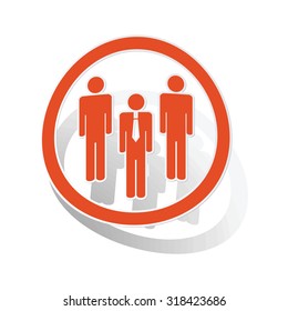 Work group sign sticker, orange circle with image inside, on white background