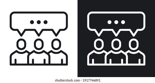 Work group or team icon. Group of people united by common thought. Teamwork concept. Simple two-tone vector illustration on black and white background