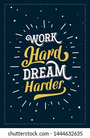 Work Hard Dream Harder Display Motivational Quote Kinetic Typography
