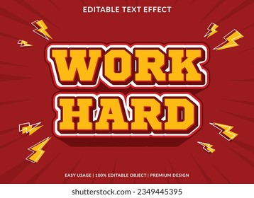 work hard editable text effect template use for font style logo