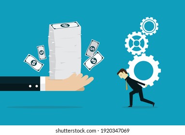 Work hard for the first with big money, Vector illustration in flat style