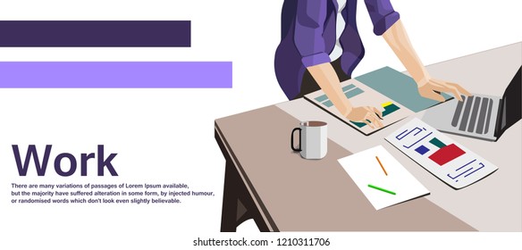 work hard illustration set
