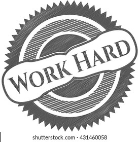 Emblema de trazos de lápiz duro de trabajo