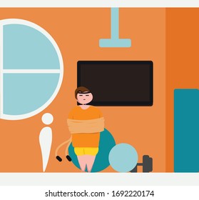 Work hard, play hard!. Illustration of a fit man in process. 