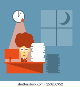 Work hard ,Vector cartoon business