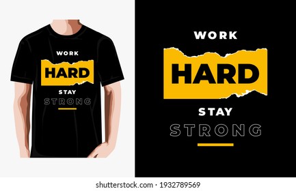 , hart arbeiten, stark typografisches Design beibehalten, für T-Shirt-Ausdrucke, Vektorgrafik
