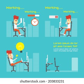 Work Hard,Vector cartoon business