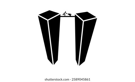 work at height, black isolated silhouette