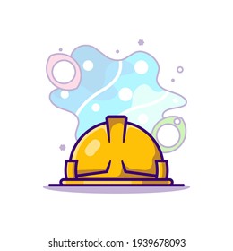 Ilustración de dibujos vectores de casco de trabajo. Icono del Día del Trabajo Concepto Blanco Aislado. Estilo de caricatura plano adecuado para la página de aterrizaje web, pancarta, etiqueta y fondo