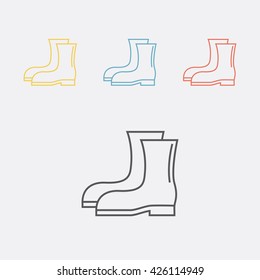  Work high boots, gumboots thin line icon. Vector illustration. 
