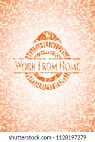 Work From Home abstract orange mosaic emblem