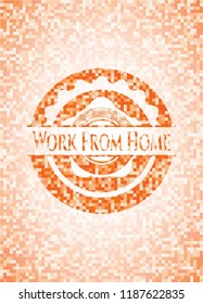 Work From Home abstract orange mosaic emblem