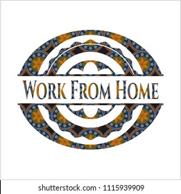 Work From Home arabesque emblem. arabic decoration.