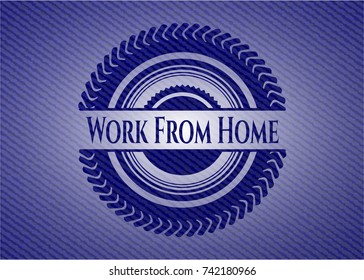 Work From Home badge with jean texture