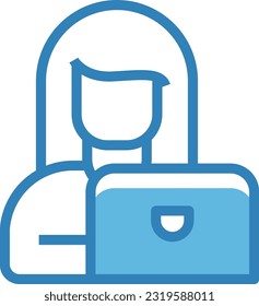 Work From Home Blue Icon - Single Icon, Vector