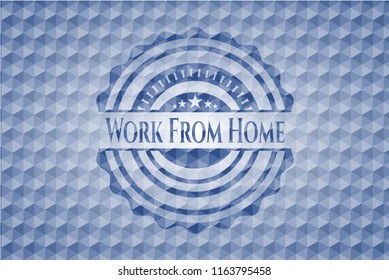 Work From Home blue polygonal emblem.