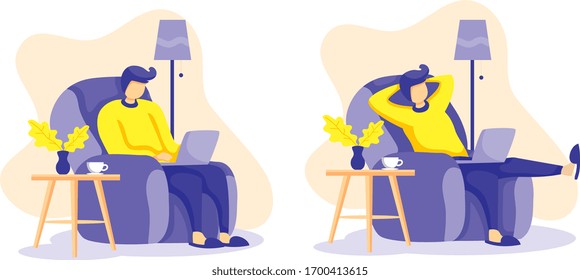 work from home cartoon illustration