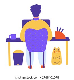 Work from home, cartoon people vector illustration. Home office.