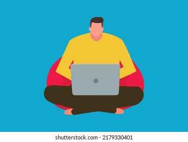 Work From Home, Character Illustration, WFH Icon, Work From Home Illustration  