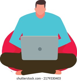 Work From Home, Character Illustration, WFH Icon, Work From Home Illustration  