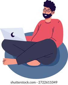 Arbeit von zu Hause Zeichen einzeln auf weißem Hintergrund. Vektorgrafik im Cartoon Design.