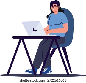 Arbeit von zu Hause Zeichen einzeln auf weißem Hintergrund. Vektorgrafik im Cartoon Design.