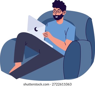 Arbeit von zu Hause Zeichen einzeln auf weißem Hintergrund. Vektorgrafik im Cartoon Design.