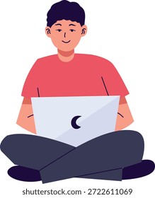 Arbeit von zu Hause Zeichen einzeln auf weißem Hintergrund. Vektorgrafik im Cartoon Design.