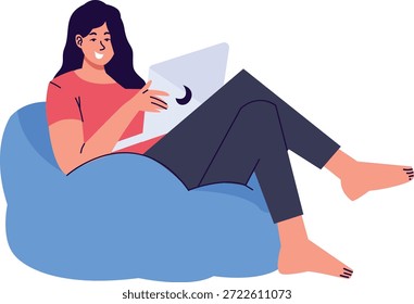 Arbeit von zu Hause Zeichen einzeln auf weißem Hintergrund. Vektorgrafik im Cartoon Design.
