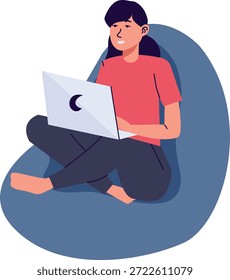 Arbeit von zu Hause Zeichen einzeln auf weißem Hintergrund. Vektorgrafik im Cartoon Design.