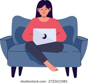 Arbeit von zu Hause Zeichen einzeln auf weißem Hintergrund. Vektorgrafik im Cartoon Design.