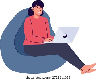 Arbeit von zu Hause Zeichen einzeln auf weißem Hintergrund. Vektorgrafik im Cartoon Design.