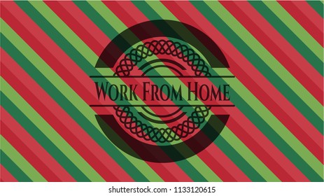 Work From Home christmas colors style badge.