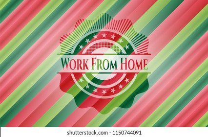 Work From Home christmas colors style badge.