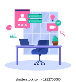 Work From Home Computer Internet Online Business Freelancer Illustration