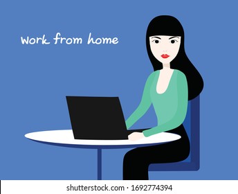 Trabajo desde el concepto de casa hermoso trabajar en la ilustración del vector de hogar