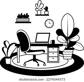 Work from home concept, Biomimicry inspired virtual Space vector icon design, Serviced Office symbol, comfortable workspace sign, Activity based environments stock illustration