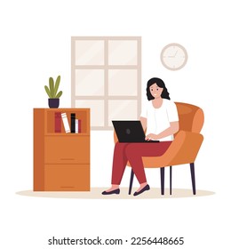 Diseño de concepto de trabajo en casa. Ilustración para sitio web, página de inicio, aplicación móvil, afiche y banner. Ilustración vectorial plana de moda