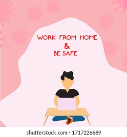 Work at home concept design. People work at home  due to COVID-19 virus. Vector Illustration. 