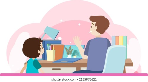 Work at home concept in flat design  illustration