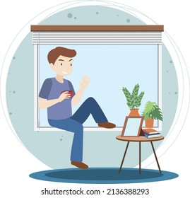 Work at home concept in flat design  illustration