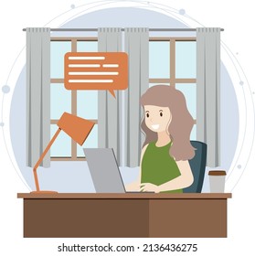 Work at home concept in flat design  illustration