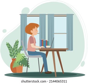 Work at home concept in flat design  illustration