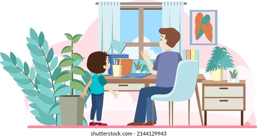 Arbeiten im Heimkonzept in flacher Design-Illustration