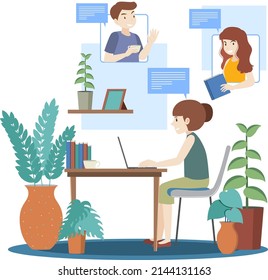 Work at home concept in flat design  illustration