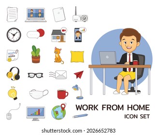 Work from home concept flat icon.