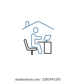 Arbeiten Sie von der Startseite des Konzepts Linie Symbol. Einfache Elementgrafik.Arbeiten aus dem Konzept Umrisssymbol Design.